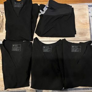 Figs Black Scrubs Casma tops (3) and Yola yoga band pant (1) Medium
